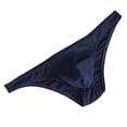 thumbnail image 2 of ruhuadgb Men Briefs Ice Silk Thin Stripe Solid Color U Convex Inside Wearing Sexy Quick Dry Thong Panties Underpants for Sleeping, 2 of 8
