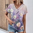 thumbnail image 1 of Fiudx Camisetas para Mujer Top Informal de Primavera y Verano de Manga Corta con Cuello En V para Mujer, 1 of 4