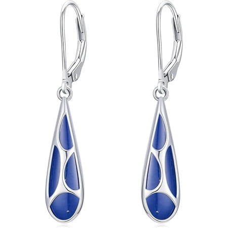 JKR Lapis Lazuli Teardrop Earrings for Women 925 Sterling Silver Gemstones Dangle Leverback Earring Jewelry Birthday Gifts for Women Her