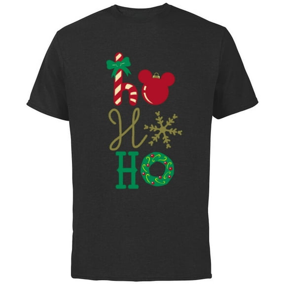 Disney Mickey Icon Ho Ho Ho Holiday - Short Sleeve Cotton T-Shirt for Adults- Customized-Black