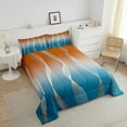 thumbnail image 2 of Gradient Gradient Orange to Blue Bedding Set Ombre Twin Comforter Set ,Trippy Spiral Silver Wave Line Quilt,Abstract Art Room Decor Aesthetic, 2 of 5