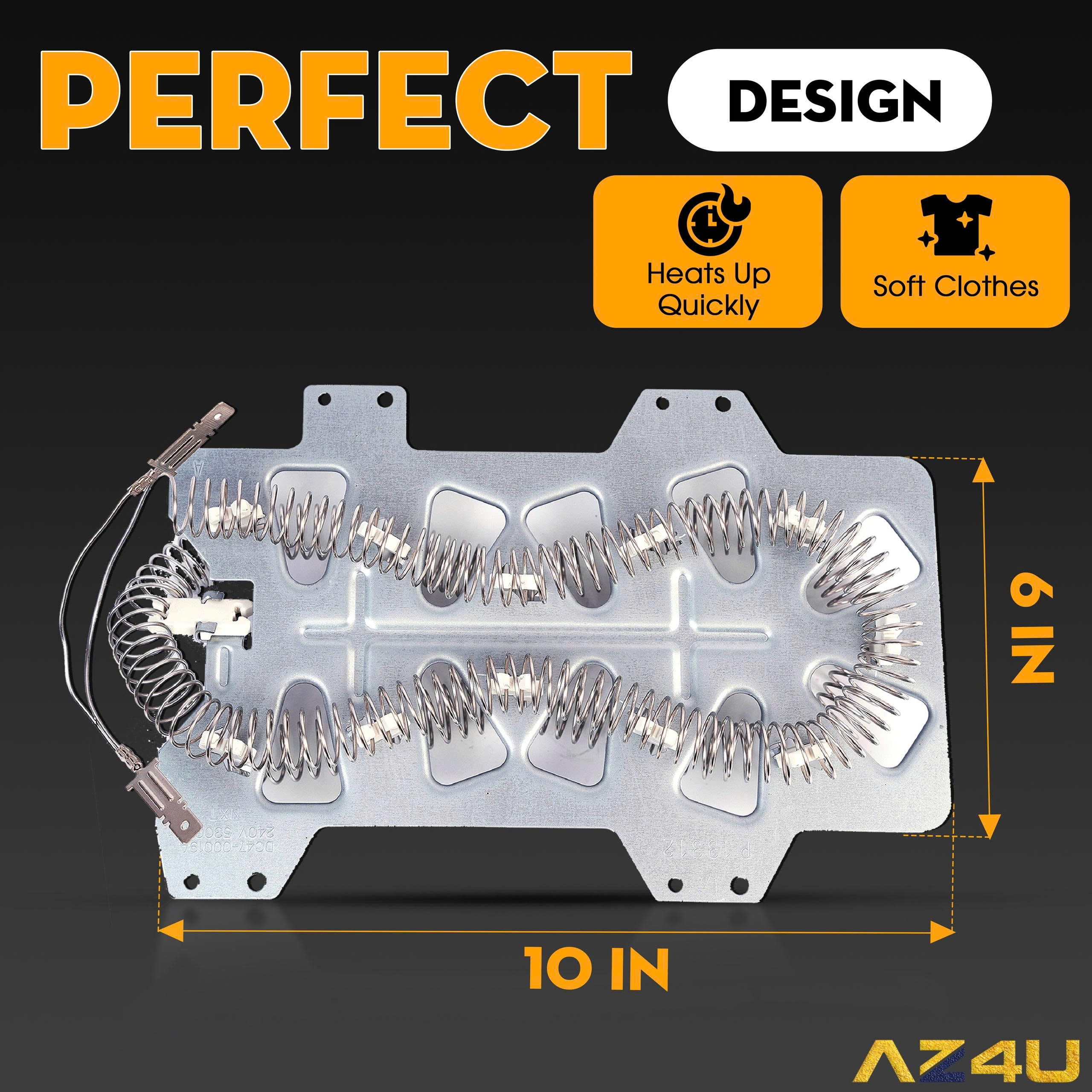 Dryer Heating Element For Samsung DV45H7000EW/A2 DV40J3000EW/A2 DV218AEW/XAA DV219AEW/XAA DV220AEW/XAA DV209AEW/XAA DV210AEW/XAA DV350AEW/XAA DV328AEW/XAA DV5451AEW/XAA DV330AEW With Thermostat Fuse