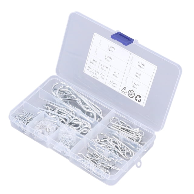 Cotter Clip, 8 Sizes Assorted 125PCS R Hitch Pin Quick For Trucks For Garage For Machinery