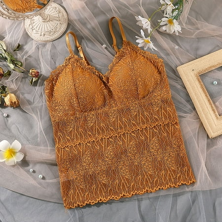 snowsong Bras for Women Bralettes for Women Women Sexy Lingerie Lace Chest Tube Top Beauty Back Bra Camisole Base Underwear Wireless Bra Seamless Bras Full Coverage Bras Brown One Size