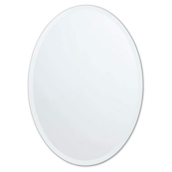 Better Bevel Frameless Oval Mirror, 22" x 28" Bathroom Wall Mirror w/Beveled Edge