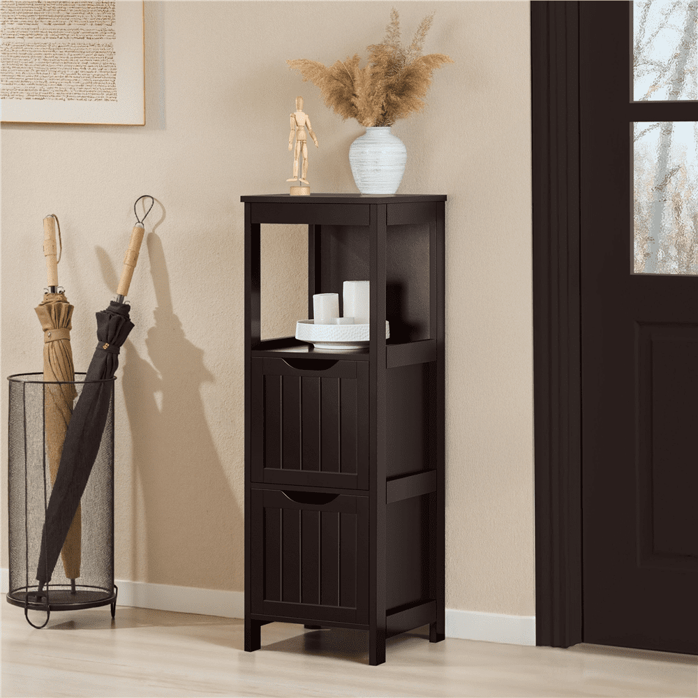 Renwick Wooden Cabinet with 2 Drawers for Storage, Espresso