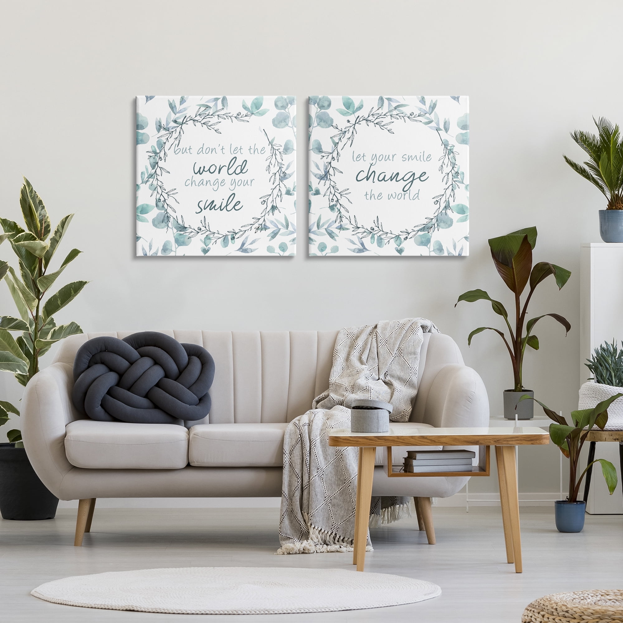 Stupell Industries Inspirational Smile Quotes 2 Piece Canvas Wall Art Set, design by Kim Allen