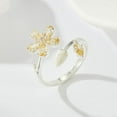 thumbnail image 4 of Chic Cherry Blossom Flower Ring for Women Pink Crystal CZ Floral Statement Rings Flower Leaf Wrap Finger Ring Adjustable Open Band Rings, 4 of 9