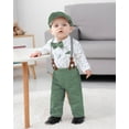 thumbnail image 4 of WESIDOM Baby Boy Clothes 0-18M Newborn Infant Gentleman Outfit, Shirt+Bowtie+Beret+Suspender Pant Baby boy Suit Clothing Set, 4 of 15