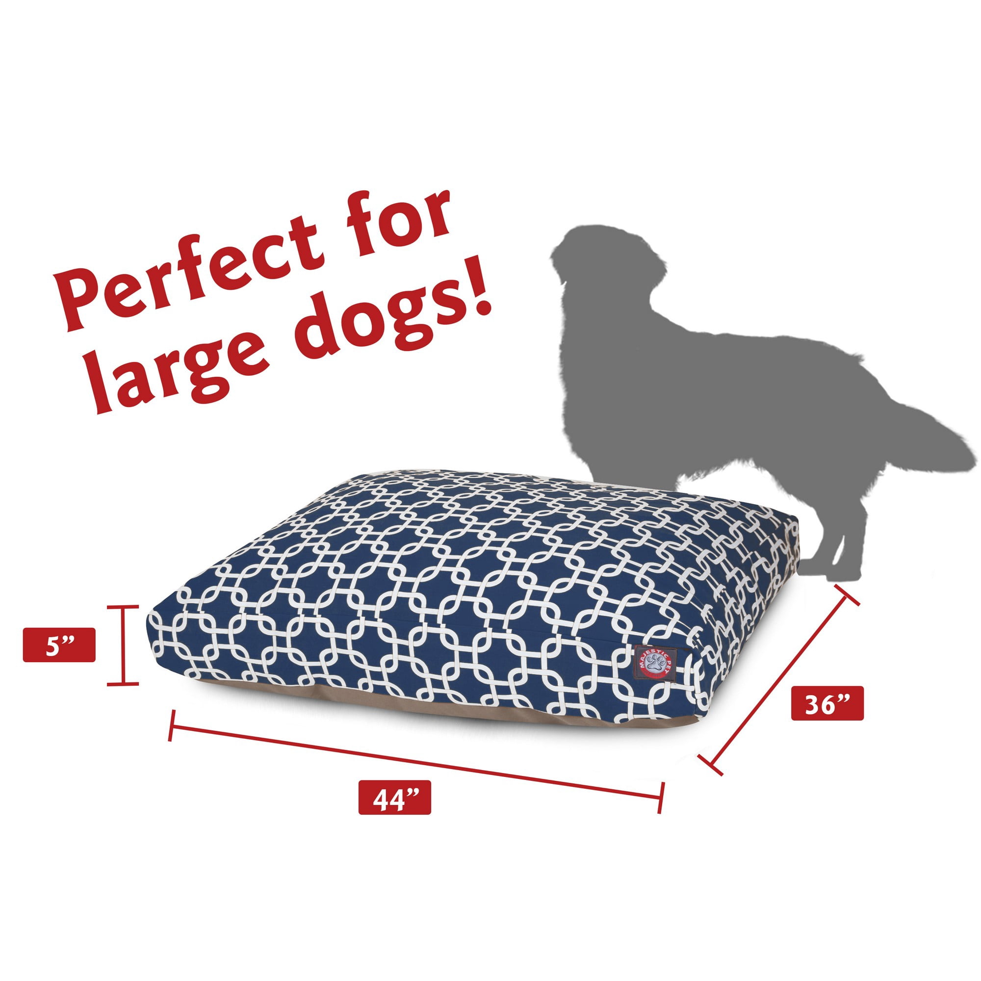Majestic Pet | Links Shredded Memory Foam Rectangle Pet Bed For Dogs, Removable Cover, Navy Blue, Large