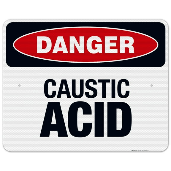 Danger Caustic Acid Sign, OSHA Danger Sign, 24x30 Reflective Aluminum EGP