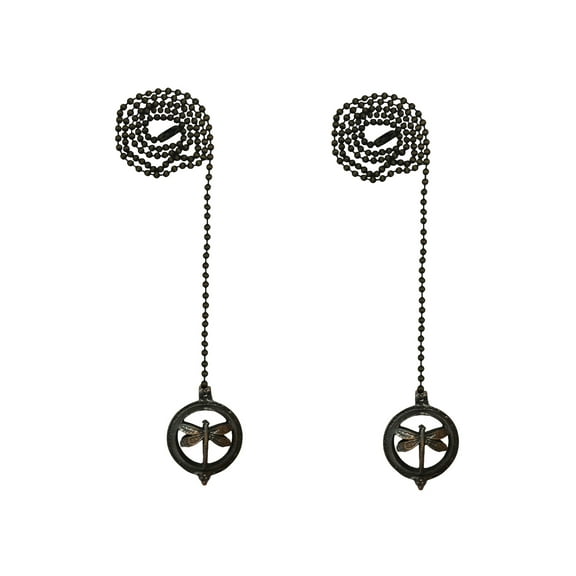 Royal Designs 24 Inch Adjustable Ceiling Fan Pull Chain Extension with Hovering Dragonfly Ornament, Oil Rubbed Bronze, Set of 2