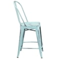 thumbnail image 3 of 24'' High Distressed Copper Metal Indoor-Outdoor Counter Height Stool with Back, 3 of 9