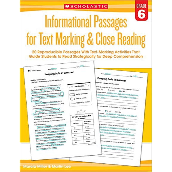 Pre-Owned Informational Passages for Text Marking & Close Reading: Grade 6: 20 Reproducible Passages With Text-Marking Activities That Guide Students to Read Strategically f... (Paperback) 0545793831