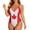 Red, variant on Women’s Athleisure One Piece Swimsuit – USA Canada Print Sleek Swimwear, Patriotic Bathing Suit for Pool and Beach Adventures Multicolour L
