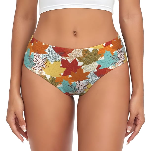 Balery Fall Maple Leaves Ropa Interior de Algodón para Mujer con Dibujo – Braguitas Cómodas y Elásticas, Estilo Clásico-XX-Large