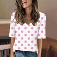 thumbnail image 4 of Wenyuyu Polka Dots Tops for Women Cute Summer V Neck Short Sleeve Blouses Casual Loose Tunic Tops for Going Out, 4 of 5