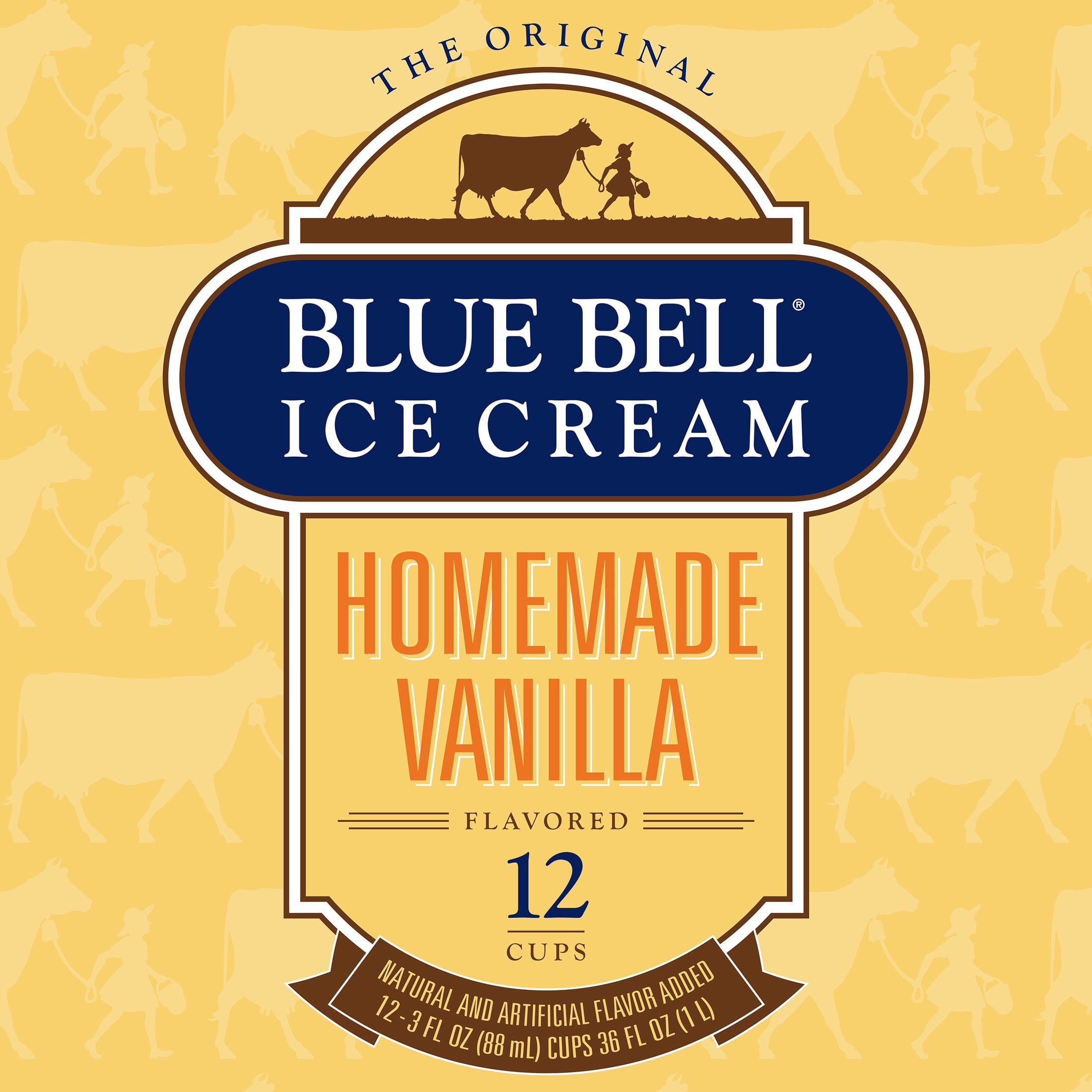 Blue Bell Homemade Vanilla Ice Cream Cups, 3.0 fl oz, 12 Count