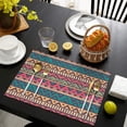thumbnail image 4 of Colorful Geometric Striped Pattern Summer Placemats Table Placemats Set Of 4-Linen Kitchen Washable Placemats Table Mats 11.8"x17.7" Non-Slip Heat Resistant, 4 of 6