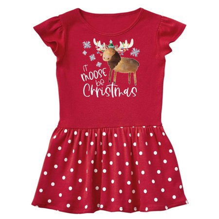 

Inktastic It Moose be Christmas Colorful Lights and Snowflakes Gift Baby Girl Dress
