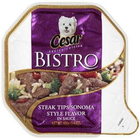 Cesar Canine Cuisine: Bistro Steak Tips Sonoma Style Flavor In Sauce Dog Food, 3.5 Oz
