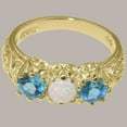 thumbnail image 4 of LBG British Made 18k Yellow Gold Real Genuine Opal & Blue Topaz Womens Promise Ring - 33 size options - Size 5.75, 4 of 7
