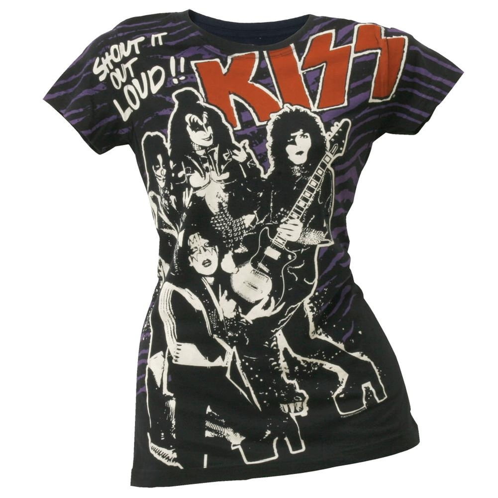 Kiss Kiss Shout It Out Loud All Over Juniors T Shirt Medium Walmart Com Walmart Com