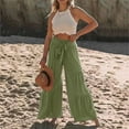 thumbnail image 1 of WILLBEST Pantalones Casuales para Mujer, Pantalones Palazzo Acampanados de Cintura Alta de Verano para Mujer, Pantalones de Playa, Pantalones Largos para Mayor Comodidad y Estilo. Chica, 1 of 5