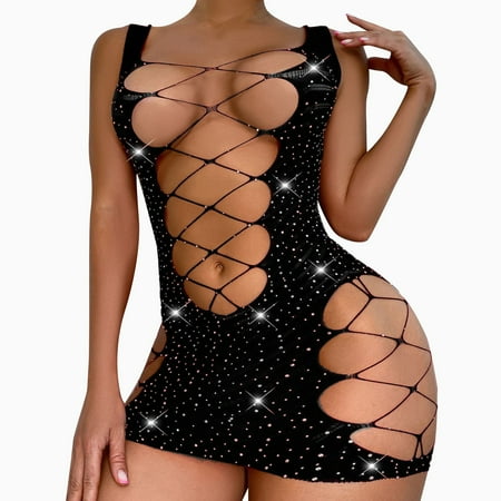 

EUHDSSDE Follure Women Fishnet Dress Camisole Lingerie Nightgowns Chemise Nightwear Sleepwear