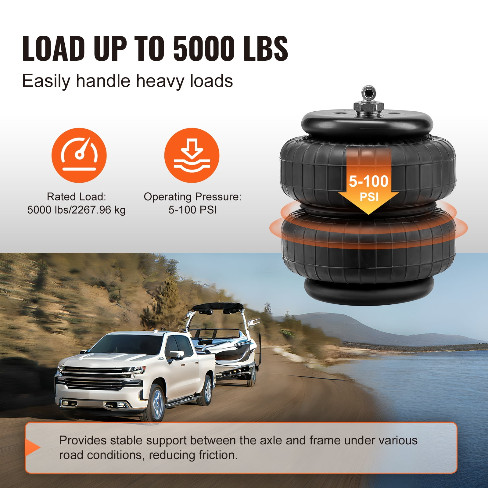 KFFKFF Air Cushioning Setup, Compatible with 2001-2010 Chevrolet Silverado 2500/3500HD & GMC Sierra 2500/3500HD 4WD RWD, Supports up to 5000 lbs, Adjustable 5-100 PSI