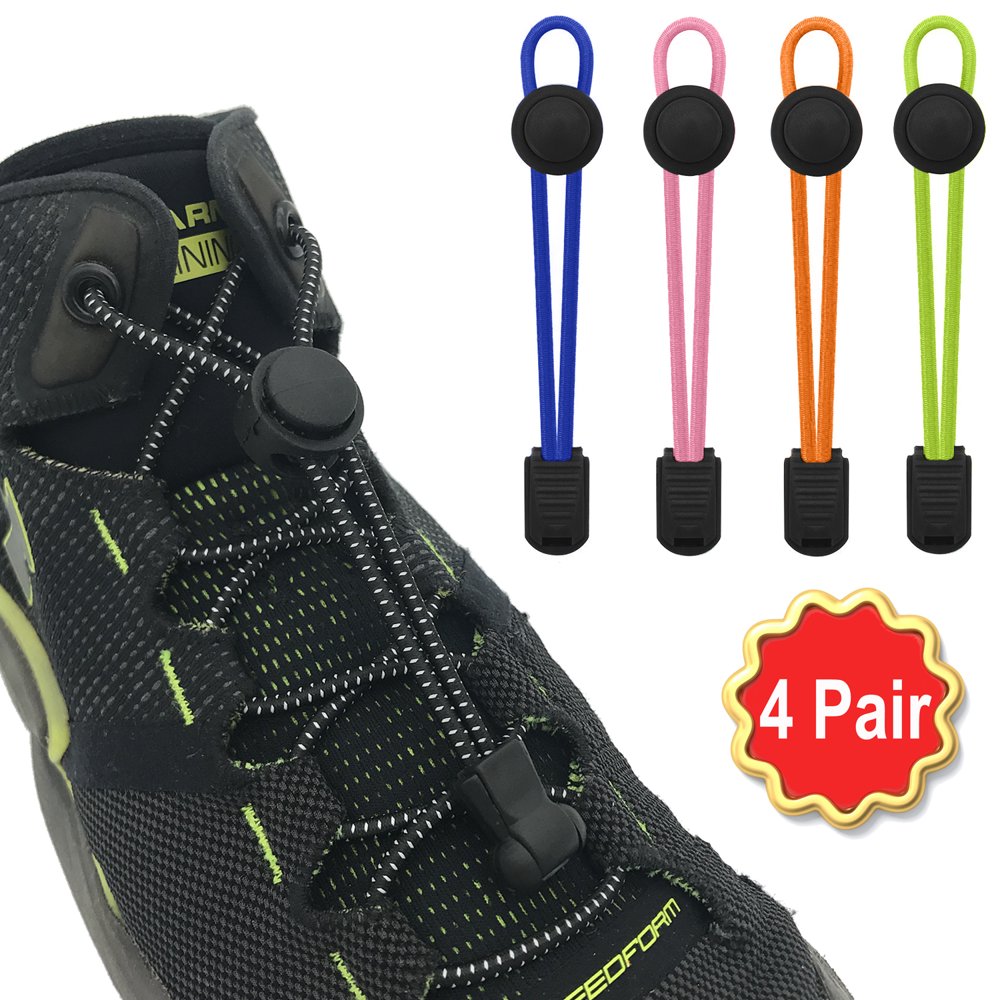 4x Lazy Elastic Silicone Shoelaces No Tie Running Sneakers Strings Shoe