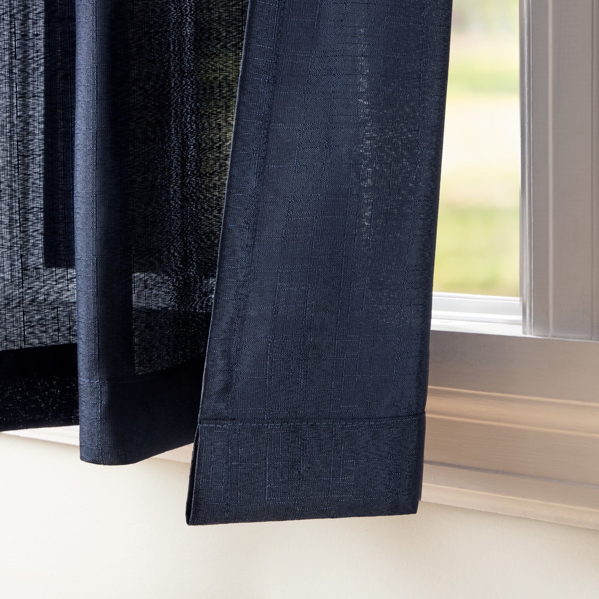 Exclusive Home Curtains Loha Linen Grommet Top Curtain Panel Pair, 54x108, Peacoat Blue