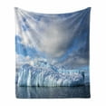 thumbnail image 1 of Iceland Soft Flannel Fleece Throw Blanket, Iceberg in Antarctic Peninsula Northern Glaciers, Cozy Plush for Indoor and Outdoor Use, 70" x 90", Sky Blue Blue Grey, by Ambesonne, 1 of 6