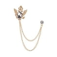 thumbnail image 4 of Milageto 4xSuit Brooch with Chain Alloy Crown Rhinestone Brooches for Coat Shirts Gold and White, 4 of 8