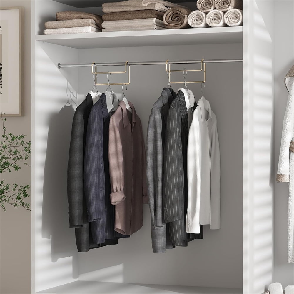 Space Saving Hangers for Clothes: NOGIS 3 Pack 8 inch Magic Hanger Closet Organizer Metal Heavy Duty Hangers for Shirt Coat Pants Skirt Sorting Storage - Gold