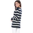 thumbnail image 4 of INSPIRE CHIC Suéter de rayas túnica con hombros descubiertos y cuello redondo para mujer Azul S, 4 of 6