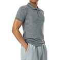 thumbnail image 6 of KOMOO Men Muscle T Shirts Stretch Short Sleeve Workout Tee Casual Slim Fit Polo Shirt Plus Size, 6 of 7