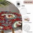 thumbnail image 4 of Boho Cashew Flower on Red Round Fitted Tablecloth with Elastic Edge,Waterproof Table Cloth Fits Tables Up to 36"-44",Wipeable Washable Table Cover for Indoor Outdoor,Abstract Ethnic Retro Floral, 4 of 9