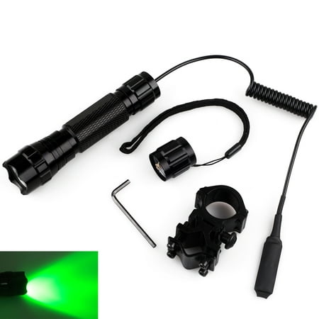 Green Light LED Tactical Flashlight + Pressure Switch 14mm-30mm Barrel