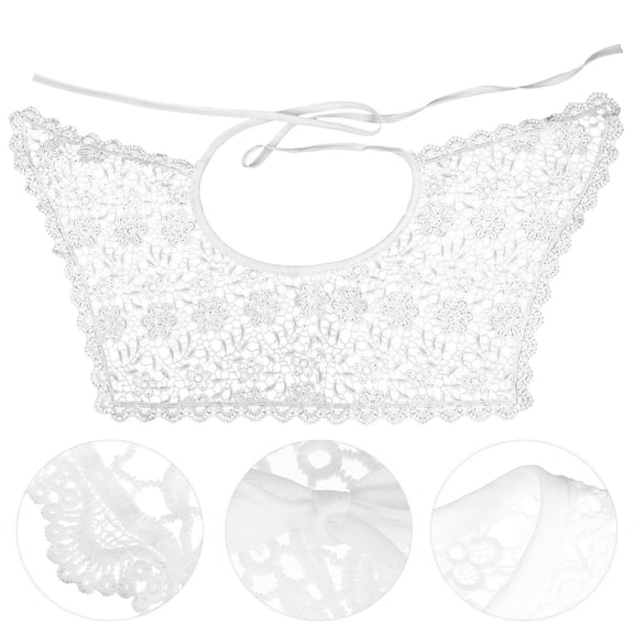 Tineasur White Lace Fake Collar Hollow Design Removable Decorative Collar for Women and Girls 1 Piece