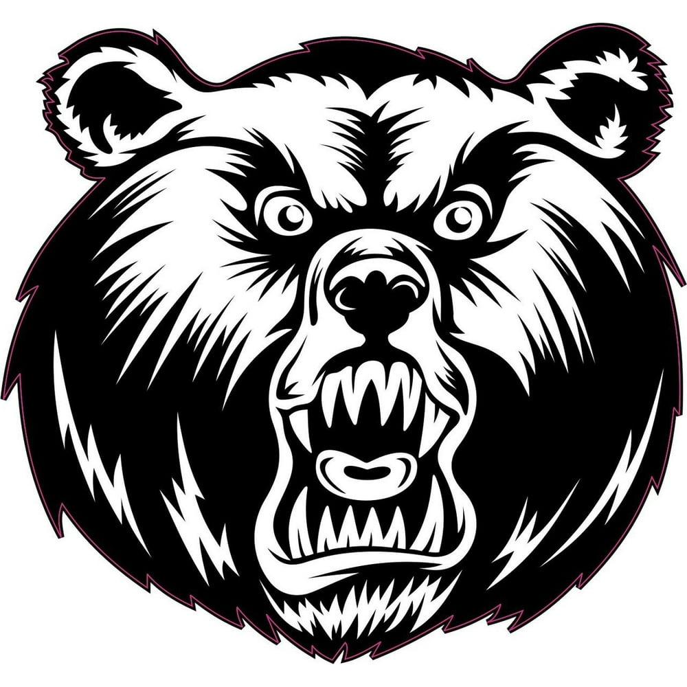 4.5inx4in Black White Bear Mascot Bumper Sticker Decal Window Stickers ...