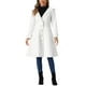 thumbnail image 2 of Abrigo con capucha y cinturón de una sola fila de botones para mujeres, abrigo de invierno con bolsillos, L, blanco, 2 of 6