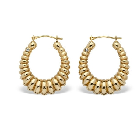 hoop 14k earrings gold shrimp nano resin filled diamond
