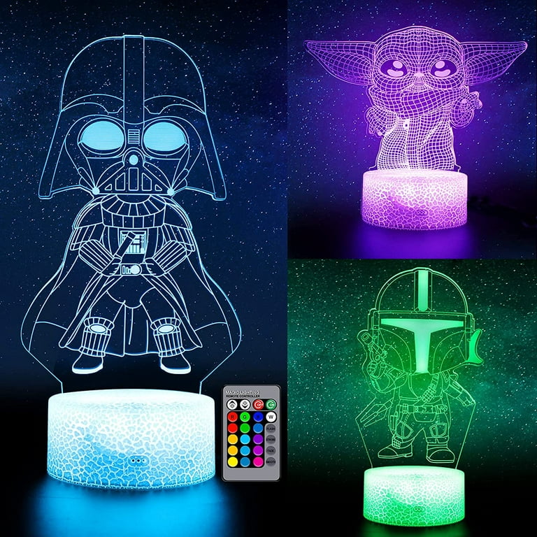 YSITIAN 3D Illusion Night Light for Kids, LED Lamp 3 Pattern & 16 Color Change Decor Nightlight, Baby Yoda/Darth Vader/Stormtrooper Toys As Best Gifts fo YT03-30 - Walmart.com