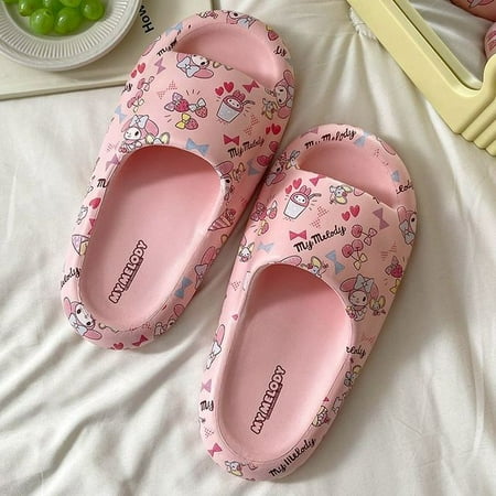 

Sanrio Anime Cartoon Kulomi Sandals and Slippers Female Students Can Wear Exterior Thick Bottom Non-slip Home Indoor Slippers