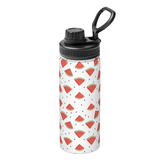 Logiee Hand Drawn Watermelon Print Water Bottle,18oz Sports Insulated Kettle for Cycling Gym Basketball Outdoor, Suitable as a Present
