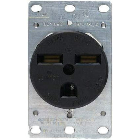 Leviton Flush Mount Dryer Receptacle 800-5372-8K - 30 Amp 250V Outlet - Black