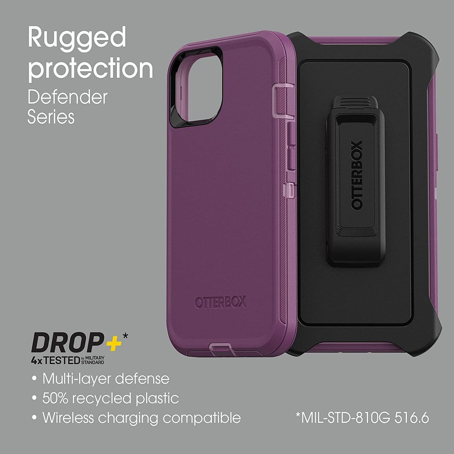 Otter Box 77-85451 Screenless Kickstand Holster Cell Phone Case for Apple iPhone 13, Purple