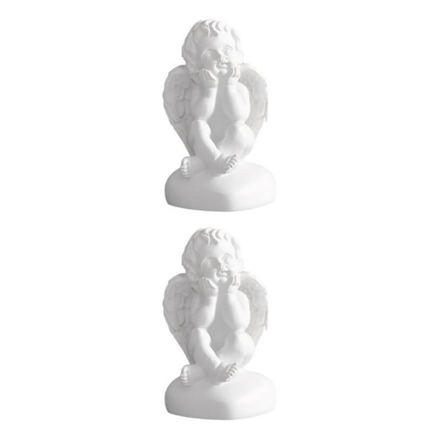 Maytalsory Resin White Angel Statue Elegant Desktop Decor Collection Window Props for Christmas holding face 2Set