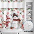 thumbnail image 4 of No Hook Shower Curtain with Built-in Rings - White Christmas Snowmen Washable Waterproof Fabric Bathroom Curtains for Hotel,Rentals, 72 X 72 Inch Long , Red Xmas Poinsettia Balls Deer, 4 of 9